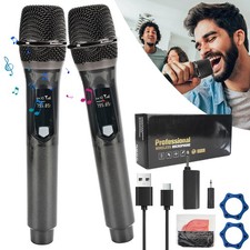 Drahtloses Mikrofon Dual Set UHF 2,4G für Karaoke mit Empfänger Entstörsystem