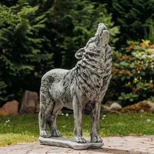 Heulender wolf steinfigur - steinfigur, h.98