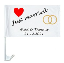 Autofahne Just married