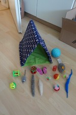 Katzenzelt Katzentunnel 22x30cm faltbar plus 14-teiliges Spielzeug Set