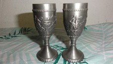 2x alter Zinnbecher Pokal Becher Trinkgefäß Zinn