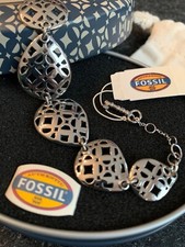 Fossil Armband Armschmuck „Signature“ Muster mit Elementen in Tropfenform Steel