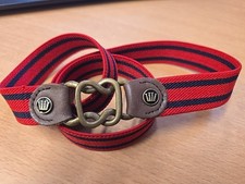 SPOOKS Gürtel 82 Cm Blau Rot Braunes Leder NEU New Spooks Belt Leather Reithose