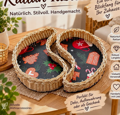Geflochtenes rattan tablett - rattan,