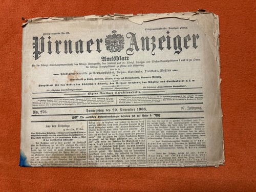 Alte zeitung pirnaer anzeiger - alte,