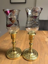 PartyLite Mosaik Paar Teelicht- / Kerzenhalter mit Messingfuß ca. 22 cm hoch