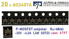 20 pcs  AO3407A 30V 4,3 A |