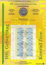 BRD 10€ 2010 Numisblatt 2/2010 100. Geburtstag Konrad Zuse SILBER