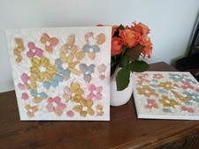 2 Bilder auf Leinwand, Blumen, abstrakt, modern, Wanddeko, Unikate 30x30 cm