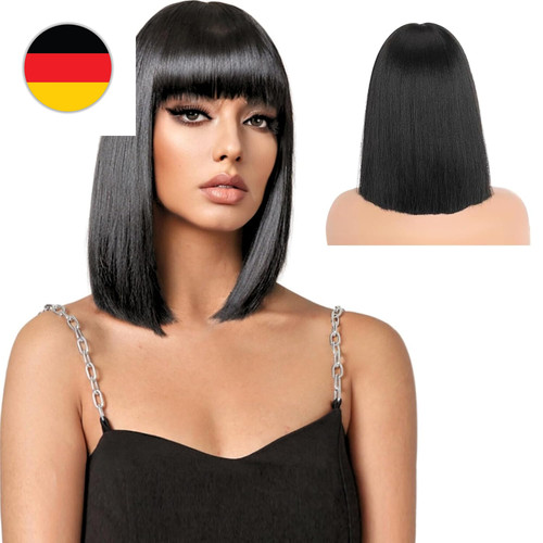 Perücke schwarz für damen - schwarz,