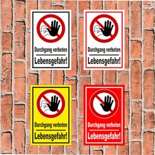 Schild - Durchgang verboten Lebensgefahr! - in 4 Größen - S00356-024