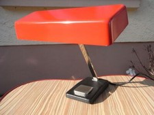 Hillebrand Chrom / Red Schreibtischlampe 70er Büro Banker Praxis Tisch desk lamp