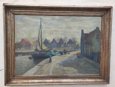 Großes Ölgemälde Hafenszene v. Ernst Miesler 1879-1948 