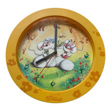 Diddl Maus Wanduhr Geld mit Blumen Motiv 25cm - Diddl und Diddlina Nostalgie Uhr