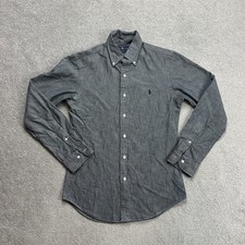 RALPH LAUREN Herren Hemd Shirt Gr. S Denim Slim Fit Logo Jeanshemd 15410 Blau