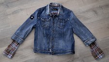 Sportalm Jeansjacke Jacke Blau mit angesetzen Karoärmeln Gr.40 Gr.42