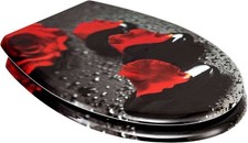 WC-Sitz  WC Deckel Klodeckel Duroplast Oval mit Absenkautomatik Rose#2547