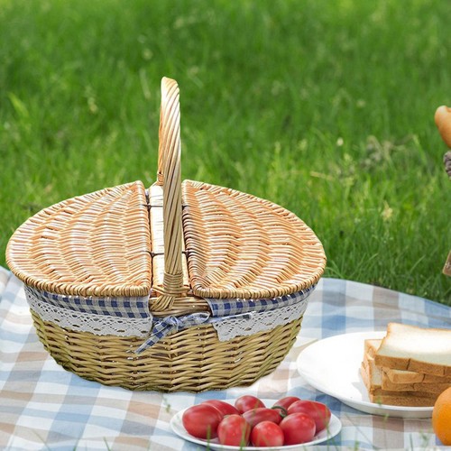 Picknickkorb aus weide mit - picknickkorb,