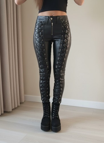 Damen lederhose schwarz - , mit