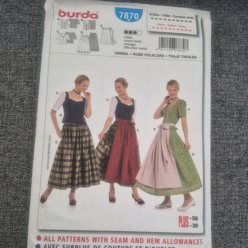Burda 7870 folklore kleider - folklore,