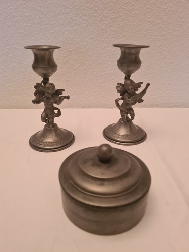 Zwei leuchter mit - zwei, engel,