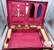 #SE4731# Antik Art Déco Toilettentisch Garnitur Schminkset in Koffer *VERY RARE*