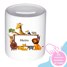 Bedruckte Spardose für Kinder Tieren Personalisiert mit Namen Zoo Geschenk