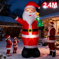 240 cm Aufblasbar Weihnachtsmann mit LED Weihnachtsdeko Gartendeko 210T NEU