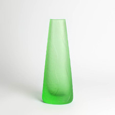 Seguso Vetri D´arte Glas Vase Murano Flavio Poli Schliff Rosetto grün Venedig