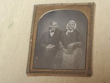 Sehr alte Daguerreotypie ( Photo auf Kupferplatte) , Altes Ehepaar mit Bibel