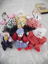 6 kleine  Zirkusfiguren mit Keramik-/Porzellankopf, Größe ca. 11 cm 