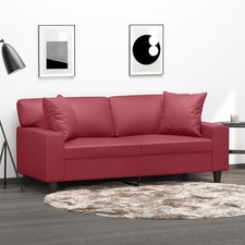 2-Sitzer-Sofa mit Zierkissen Kunstleder Liegesofa Polstersofa Sessel Relaxsofa