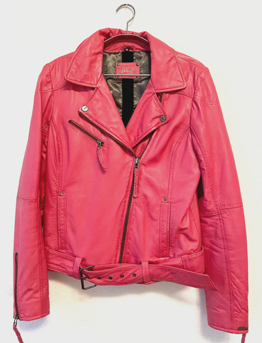 Damen pink lederjacke echtes - pink,