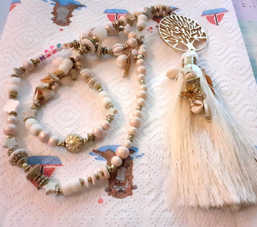 Weiße boho kette - weiße,
