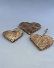 3 Holzhütte Holz Herze Deko 1 x 15 x 15 cm 2 x 9 x 9 cm