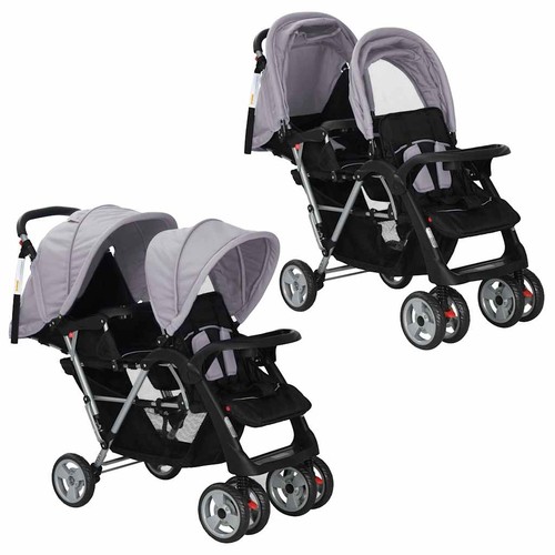 Tandem kinderwagen stahl grau - tandem-kinderwagen,