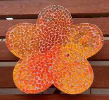 Tablett, Serviertablett, Blume ? , Spiegelmosaik