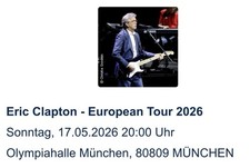 Eric Clapton 17.5.26 München - 2 Fan Tickets
