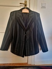 Damen Hosenanzug Gr 44 Grau Gestreift