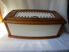 Wächtersbach Jugendstil großer Keramik Brotkasten Olbrich? blaues Würfeldekor