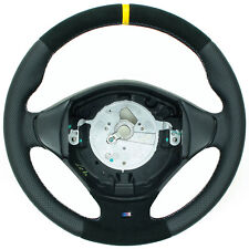 Leder Lenkrad für BMW E36 E39 Z3 neu bezogen Alcantara 12 Uhr Stellung in gelb