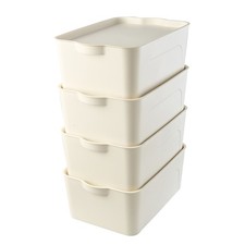 RMAN 4er Aufbewahrungsbox mit Deckel 25L Ordnungsboxen Stapelbare Plastikbox Set