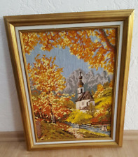 Stickbild fertig gestickt mit Holzrahmen  Handarbeit ca. 27 cm x 22 cm