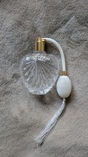 Vintage Parfumzerstäuber Quaste Parfum Flakon Glas Herz Pumpsprüher Gold