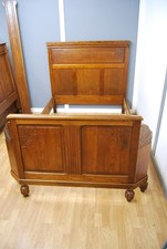 Antikes Art Deko Bett, Eiche.