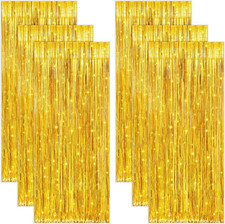 6 Stück Lametta Vorhang Gold