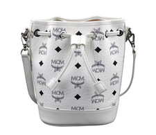 MCM Tasche Handtasche Umhängetasche weiß silber schwarz Logo SMALL