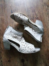 Damen Pumps, Stiefeletten, Gr 41, beige/grau, Leder/Stoff, Mustang