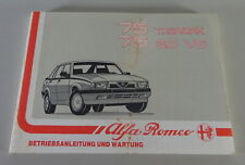 Betriebsanleitung Alfa Romeo Alfa 75 2.0 Liter T.Spark / 3.0 V6 Stand 11/1988
