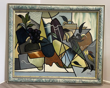 Original Abstraktes Gemälde Signiert von Peter Münch Stil Kubismus 50 x 40,5 cm